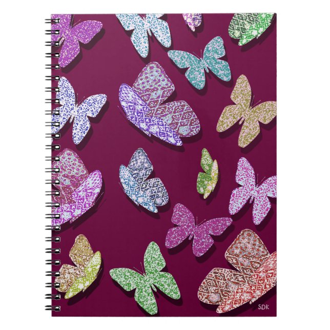 Pick Colour Butterflies Surreal & Fluttering Spiral Notebook (Front)