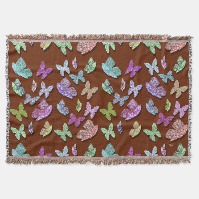 Pick Colour Butterflies Surreal & Fluttering Throw Blanket (Front)