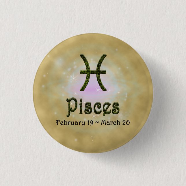Pick Colour Pisces Zodiac Astrological Sign 3 Cm Round Badge (Front)