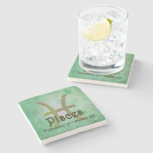 Pick Colour Pisces Zodiac Astrological Sign Stone Coaster