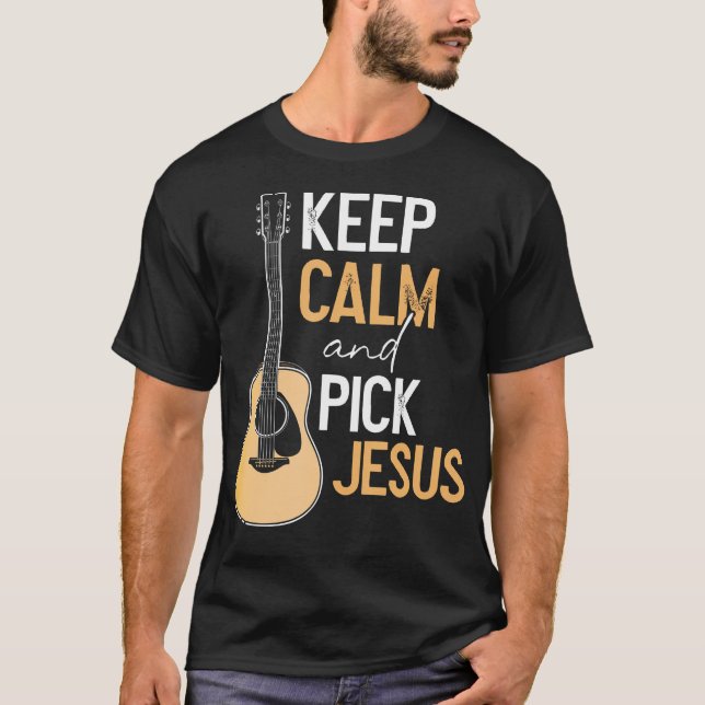 Pick Jesus Christian Bass Guitar Player Musician T T-Shirt (Front)
