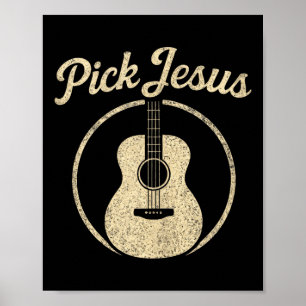 Pick Jesus - Vintage Christian Guitar Worship Tank Poster