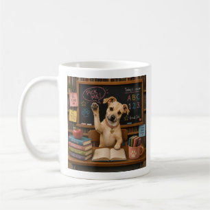 Pick Me! Cute School Dog Raising Paw Coffee Mug