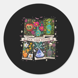 Pick poison's funny drink potion's happy halloween classic round sticker