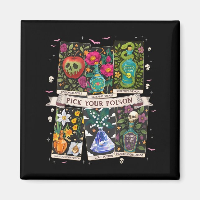 Pick poison's funny drink potion's happy halloween magnet (Front)