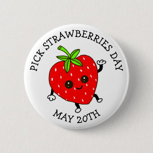 Pick Strawberries Day - May 20th 6 Cm Round Badge