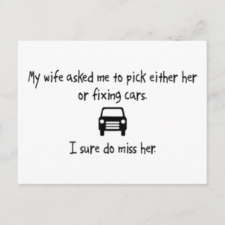 Pick Wife or Fixing Cars Postcard