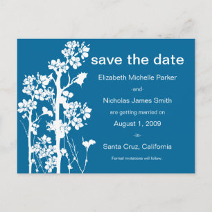 PICK-YOUR-COLOR Japanese Floral Save the Date Announcement Postcard