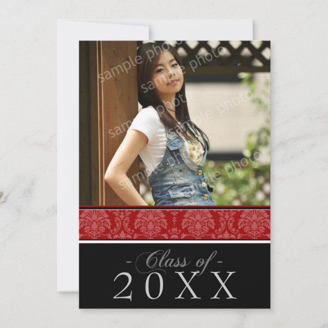 Pick YOUR Colour Damask 5x7 Graduation Announcemen Invitation (Front)