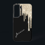 Pick Your Colour Star Sparkle Silver Glitter Drips Samsung Galaxy Case<br><div class="desc">This glamourous phone case has a top that is frosted with silver faux glitter drips. We think it looks fabulous on black,  but you can pick your own background colour by choosing "Edit Design". Your name is in white script diagonally across the bottom. Pretty!</div>