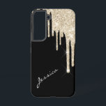 Pick Your Colour Star Sparkle Silver Glitter Drips Samsung Galaxy Case<br><div class="desc">This glamourous phone case has a top that is frosted with silver faux glitter drips. We think it looks fabulous on black,  but you can pick your own background colour by choosing "Edit Design". Your name is in white script diagonally across the bottom. Pretty!</div>