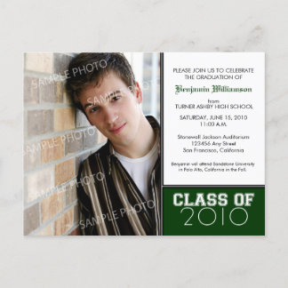 Pick-Your-Own-Colour (for dark colours) Graduation Invitation Postcard