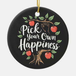 Pick Your Own Happiness Apple Picking Season Fall Ceramic Tree Decoration