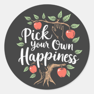 Pick Your Own Happiness Apple Picking Season Fall Classic Round Sticker