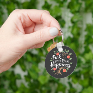 Pick Your Own Happiness Apple Picking Season Fall Key Ring