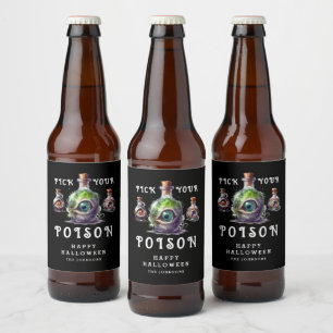 Pick Your Poison Halloween Cocktail Party Beer Bottle Label