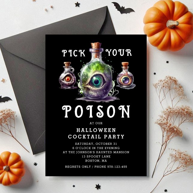 Pick Your Poison Halloween Cocktail Party  Invitation (Pick Your Poison Halloween Cocktail Party Invitation)