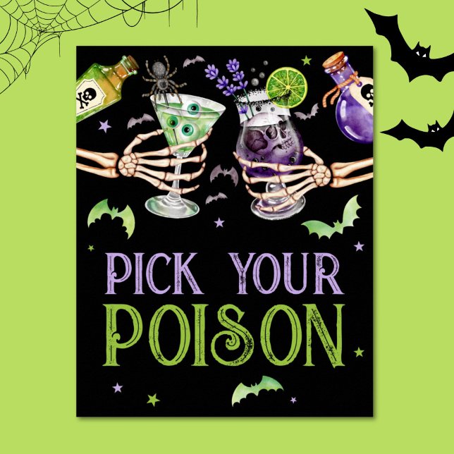 Pick Your Poison Halloween Drinks Favour Poster (Pick Your Poison Halloween Drinks Favor Poster)