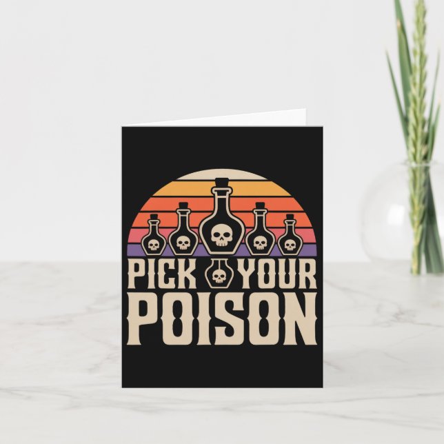 Pick Your Poison Potion Bottles Gothic Halloween  Card (Front)