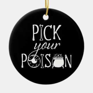Pick Your Poison Witch Cauldron Halloween Black Ceramic Tree Decoration