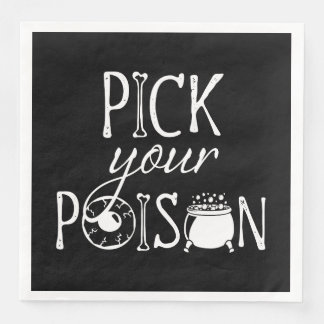 Pick Your Poison, Witch Themed Halloween Black Napkin