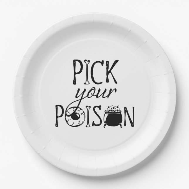 Pick Your Poison, Witch Themed Halloween Paper Plate (Front)