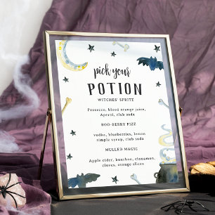 Pick Your Potion Halloween Baby Shower Drink Menu Poster