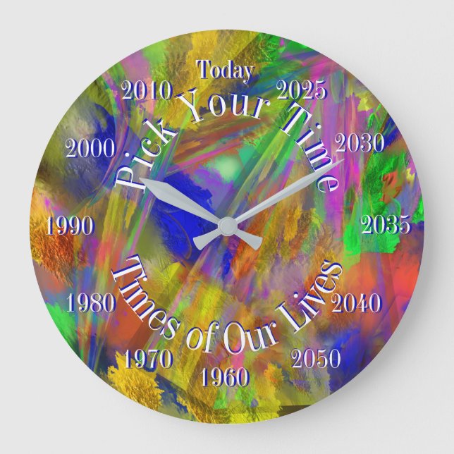 Pick Your Year Colours Under Glass Abstract Large  Clock (Front)