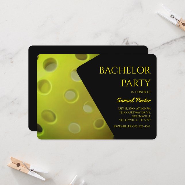Pickeball birthday party bachelor party sport invitation (Front/Back In Situ)