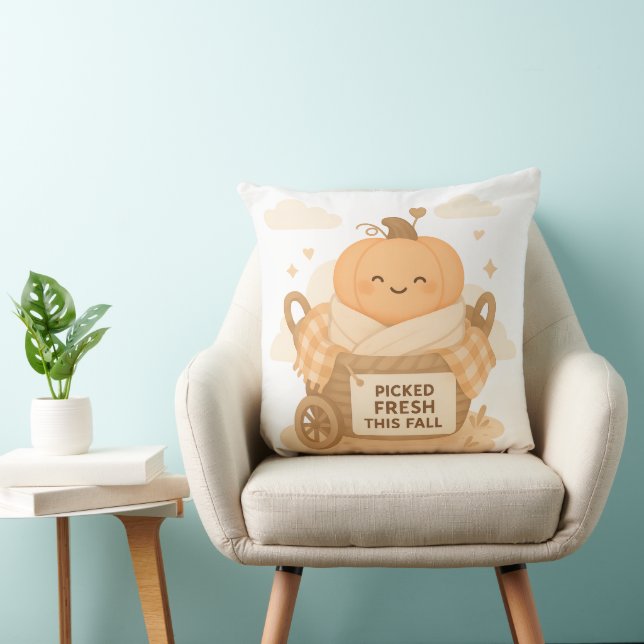 Picked Fresh This Fall Cute Pumpkin Halloween Cushion (Chair)
