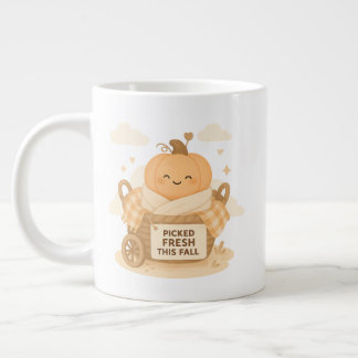 Picked Fresh This Fall Kawaii Pumpkin Baby Design Large Coffee Mug