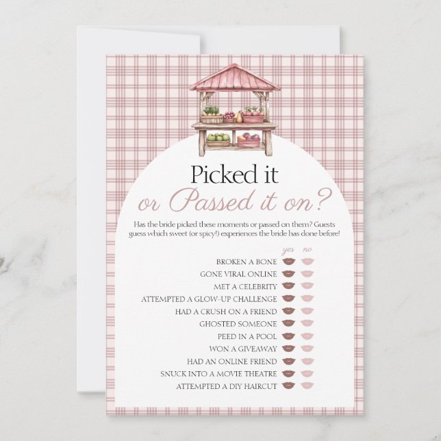 Picked or Passed Country Market Bridal game card (Front)