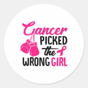 Picked The Wrong Girl Breast Cancer Awareness Classic Round Sticker