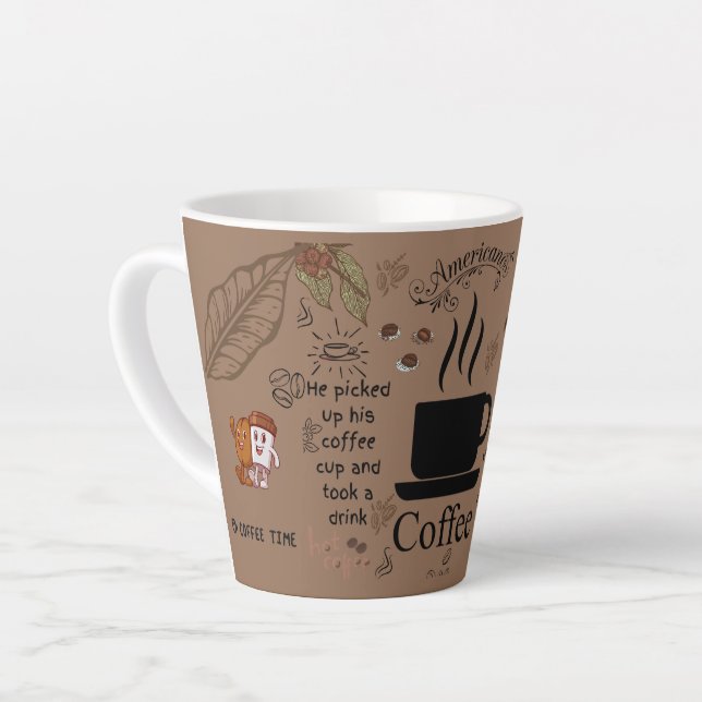 picked up his coffee latte mug (Left Angle)