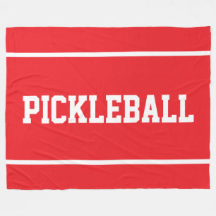 PICKELBALL Sporty White Stripes On Bright Red Fleece Blanket