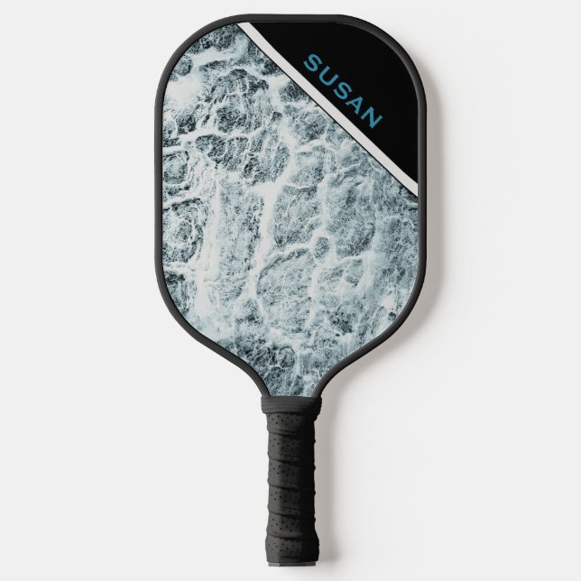 Pickelball "Wood WhiteTurquoise" Pickleball Paddle (Front)