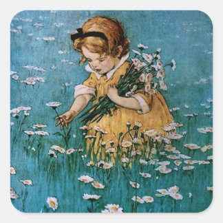 Picking Daisies by Jessie Willcox Smith Square Sticker