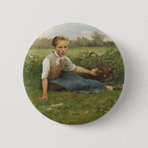 Picking Flowers   1882 6 Cm Round Badge