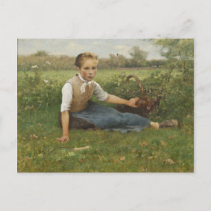 Picking Flowers 1882 Postcard