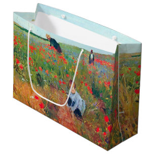 Picking Flowers in a Field, Mary Cassatt Large Gift Bag