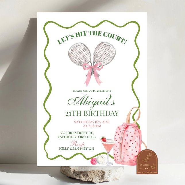 Pickle Ball and Cocktails Sports Theme Birthday Invitation (Creator Uploaded)