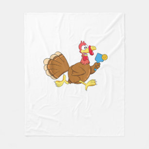 Pickle Ball Player Turkey Paddleball Thanksgiving Fleece Blanket