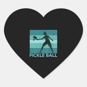 Pickle Ball Vintage Retro Heart Sticker