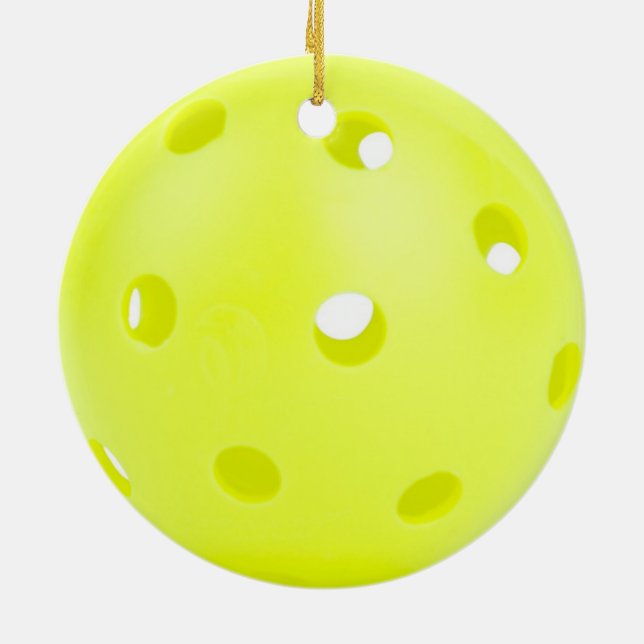 Pickle BAll Yellow Ceramic Tree Decoration (Back)