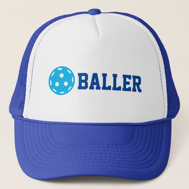 Pickle baller Funny Pickleball  Custom Text Trucker Hat (Front)
