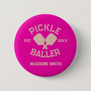Pickle Baller Pickleball Collegiate Typography 6 Cm Round Badge