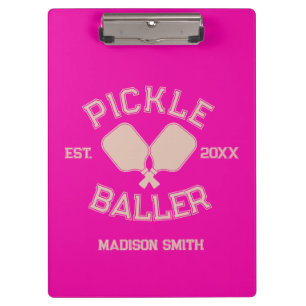 Pickle Baller Pickleball Collegiate Typography Clipboard