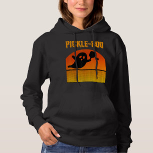 Pickle-Boo Ghost Playing Pickleball Halloween Cost Hoodie