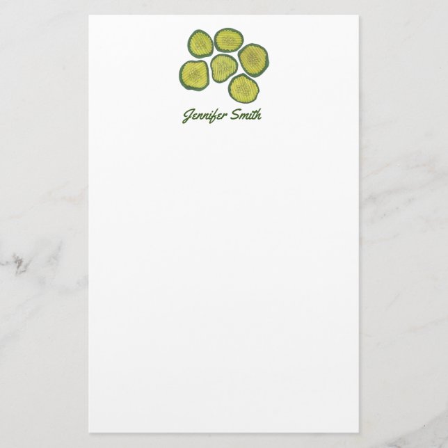 Pickle Chips Green Dill Sweet Pickles Personalised Stationery (Front)