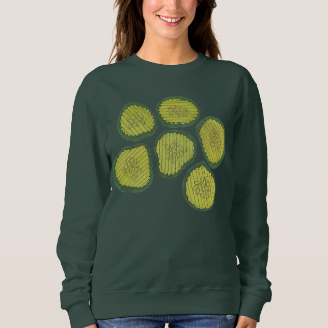 Pickle Chips Green Kosher Dill Pickle Chip Design Sweatshirt (Front)